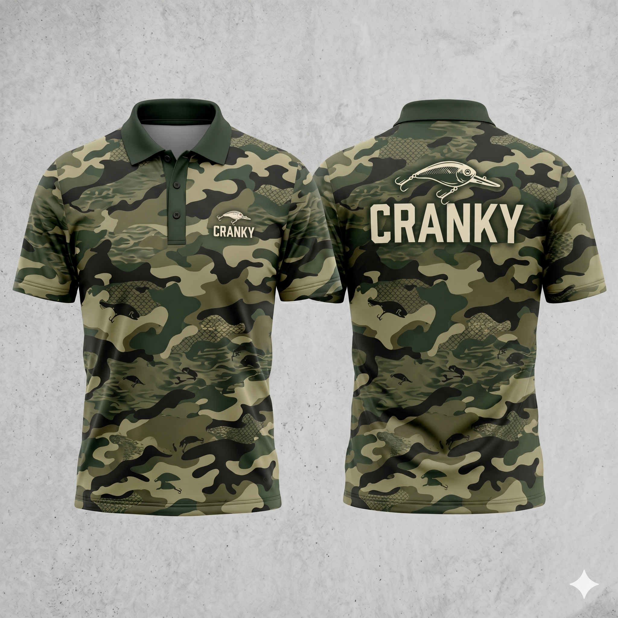 Cranky Camo Men’s Performance Fishing Polo Shirt