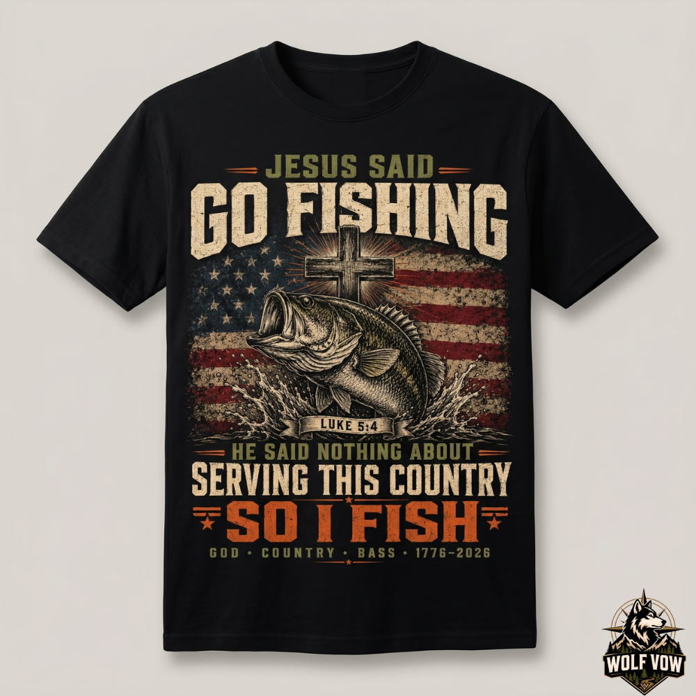 Jesus Said Go Fishing Men’s Christian Bass Fishing T-Shirt